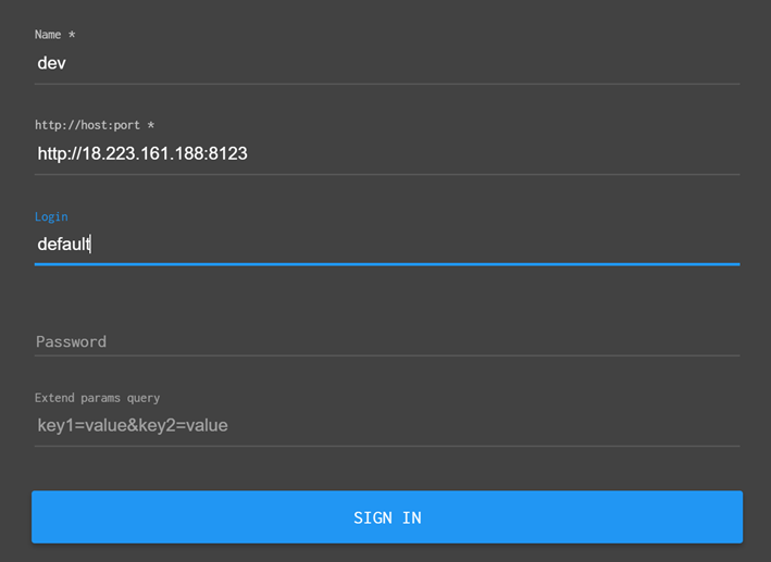 Clickhose connection form