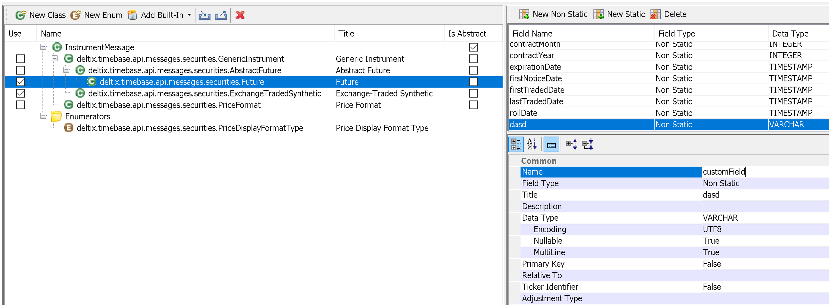 Stream schema editor